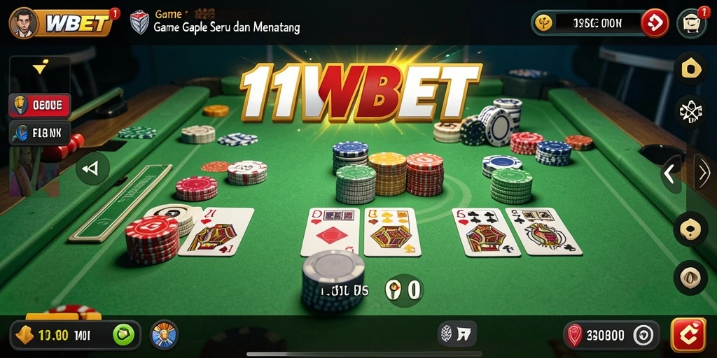 Tampilan gameplay Gaple yang seru di 11WBET.