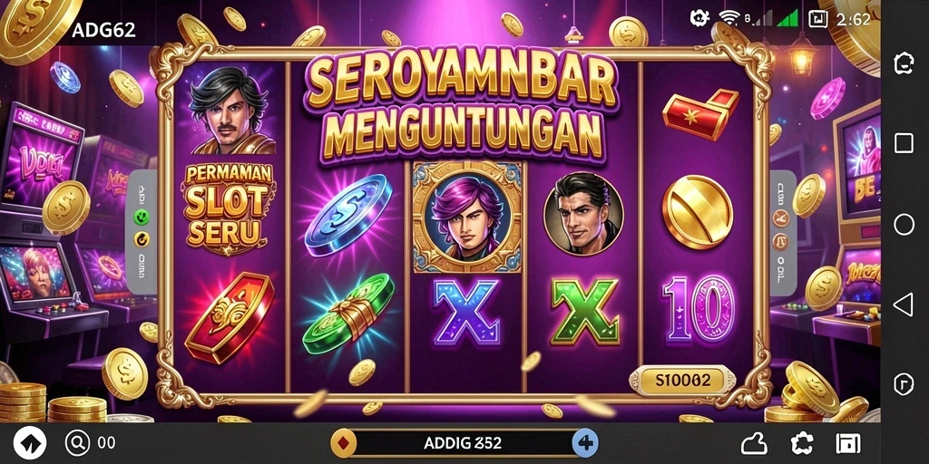 Tampilan gameplay Slot ADG62 yang penuh warna dan menarik.