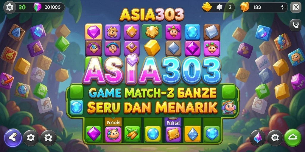 Tampilan gameplay seru dari ASIA303 dalam aksi Match-3.