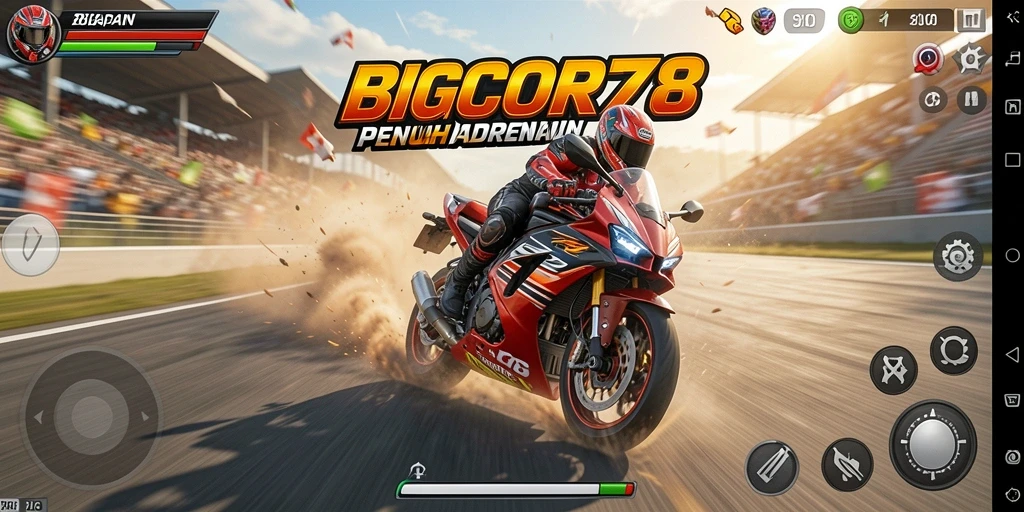 Gameplay menegangkan di trek balapan motor.
