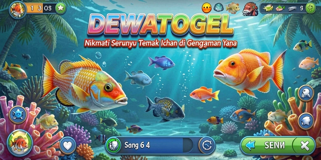 Tangkapan layar DEWATOGEL menampilkan aksi seru menembak ikan di laut.