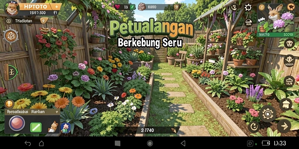 Screenshot HPTOTO menampilkan kebun yang rimbun dan tanaman yang tumbuh subur.