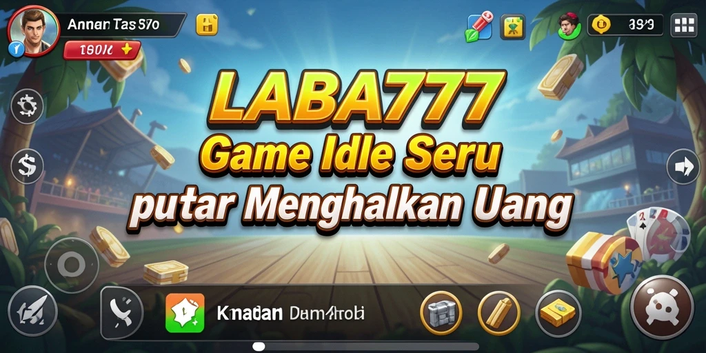 Tampilan gameplay LABA777 dengan karakter menghasilkan uang secara otomatis.