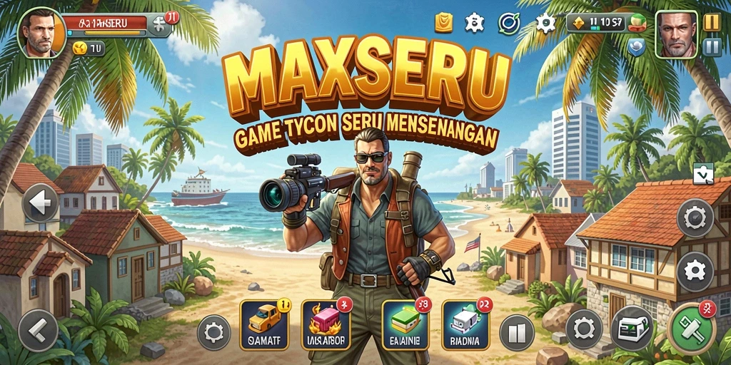 Screenshot gameplay <strong>MAXSERU</strong> menunjukkan keseruan membangun dan mengelola bisnis.