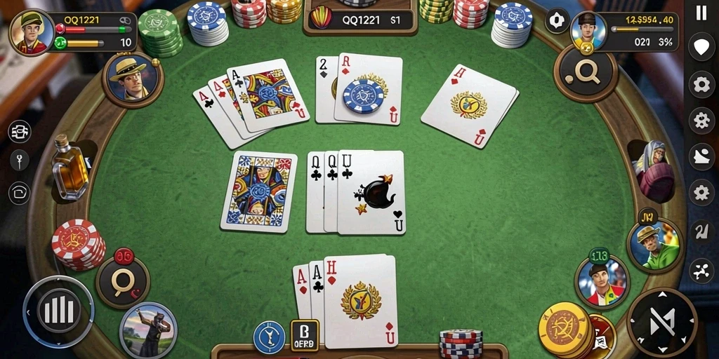 Tampilan gameplay seru dalam QQ1221 yang penuh tantangan Gaple.