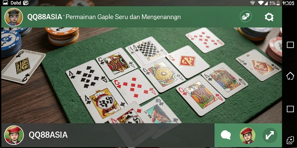 Screenshot gameplay QQ88ASIA menampilkan keseruan permainan Gaple yang seru.