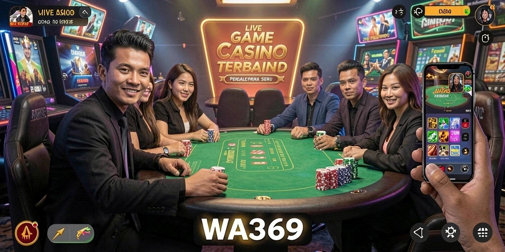 Screenshot utama gameplay Live Casino di WA369 menunjukkan dealer profesional dan interaksi langsung.